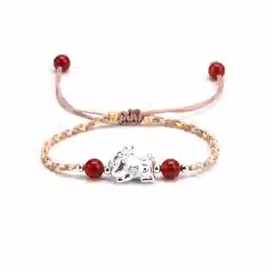 【s925银 不掉色】 聆听花开 新中式国风貔貅编绳招财纳福 国潮民族风文艺简约设计小众时尚气质百搭可调节#好运 水晶 手绳 男女同款情侣款