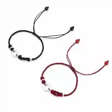 【s925银 不掉色】 聆听花开 新中式新国风平安扣编绳红色本命年 民族风文艺简约设计小众气质百搭可调节#好运 水晶 手绳 男女同款情侣款