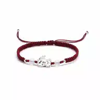 【s925银 不掉色】 聆听花开 新中式国风貔貅编绳招财红色本命年 国潮民族风文艺简约小众时尚百搭可调节#好运 水晶 手绳 男女同款情侣款