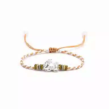 【s925银 不掉色】 聆听花开 新中式国风貔貅编绳招财 国潮民族风文艺简约设计小众时尚气质百搭可调节#好运 水晶 手绳 男女同款情侣款