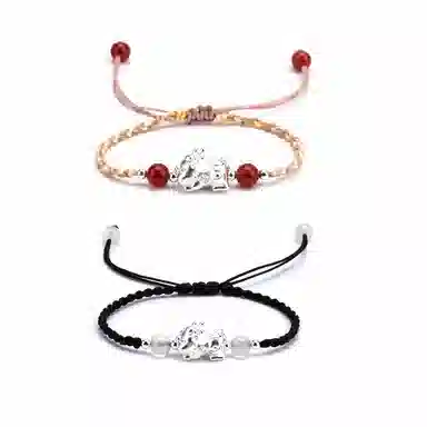 【s925银 不掉色】 聆听花开 新中式国风貔貅编绳招财纳福 国潮民族风文艺简约设计小众时尚气质百搭可调节#好运 水晶 手绳 男女同款情侣款