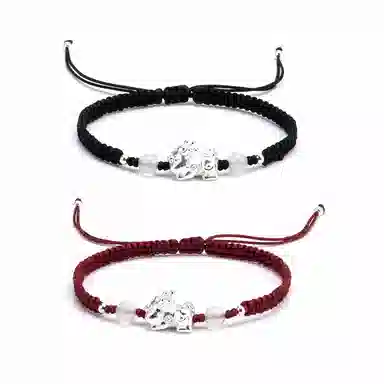 【s925银 不掉色】 聆听花开 新中式国风貔貅编绳招财红色本命年 国潮民族风文艺简约小众时尚百搭可调节#好运 水晶 手绳 男女同款情侣款