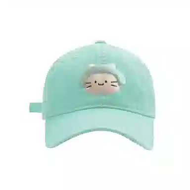 立体耳机猫咪刺绣韩版时尚甜美百搭休闲防晒遮阳 涤纶 鸭舌帽 男女同款情侣款
