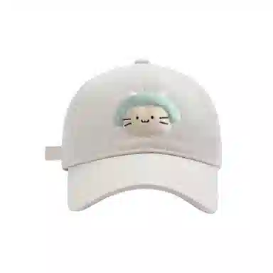 立体耳机猫咪刺绣韩版时尚甜美百搭休闲防晒遮阳 涤纶 鸭舌帽 男女同款情侣款