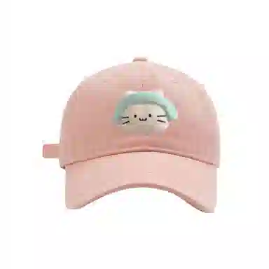立体耳机猫咪刺绣韩版时尚甜美百搭休闲防晒遮阳 涤纶 鸭舌帽 男女同款情侣款
