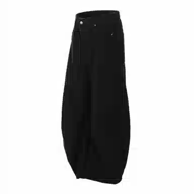 梁拌泡菜 美式复古廓形设计水洗弯刀牛仔裤 男女同款