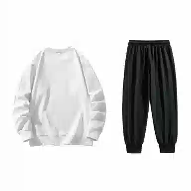 大卫贝肯 美式复古简约基础款字母圆领长袖上衣纯色百搭束脚长裤卫衣套装 男女同款