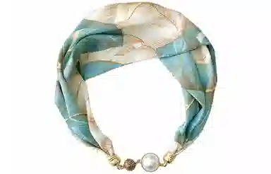 优幽兰 韩版高级感珍珠磁扣优雅领巾小众设计感精致时尚百搭简约个性气质轻奢清新淡雅薄复古 丝巾 女款