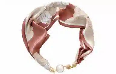 优幽兰 韩版高级感珍珠磁扣优雅领巾小众设计感精致时尚百搭简约个性气质轻奢清新淡雅薄复古 丝巾 女款