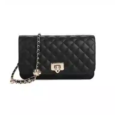 稻草人 优雅小香风菱格 牛皮 小金球链条包 斜挎包 常规 女款 酒红/黑色/米白