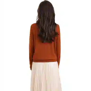 恒源祥 圆领舒适时尚纯色简约休闲长袖针织衫 女款