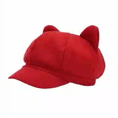 祎步康 创意可爱猫耳朵网红八角帽 英伦复古纯色画家帽潮 棉涤 贝雷帽 男女同款情侣款