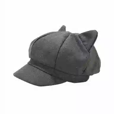 祎步康 创意可爱猫耳朵网红八角帽 英伦复古纯色画家帽潮 棉涤 贝雷帽 男女同款情侣款