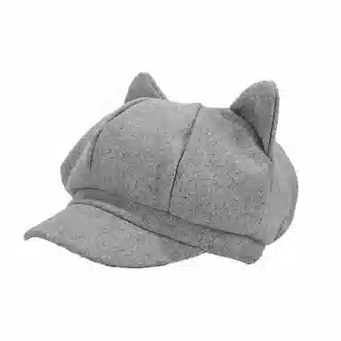祎步康 创意可爱猫耳朵网红八角帽 英伦复古纯色画家帽潮 棉涤 贝雷帽 男女同款情侣款