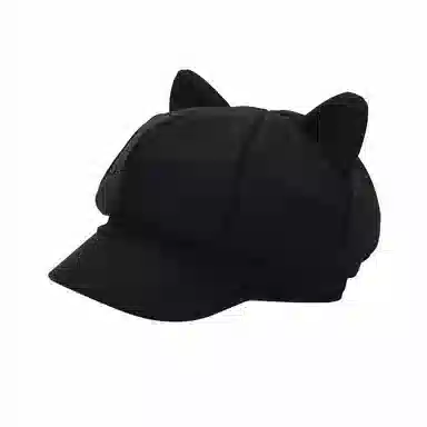 祎步康 创意可爱猫耳朵网红八角帽 英伦复古纯色画家帽潮 棉涤 贝雷帽 男女同款情侣款