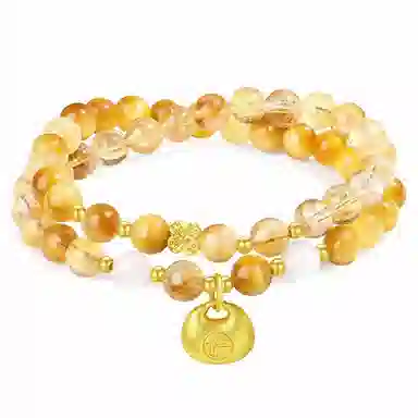 星珍思 招财小霸王新中式时来运转小胖福双层叠戴转运珠手饰  能量磁场#好运 水晶 手串 女款