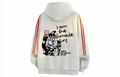 王者荣耀 后羿款美式复古学院风撞色拼接条纹织带字母漫画印花插肩百搭连帽内搭宽松青春休闲保暖套头卫衣 男女同款