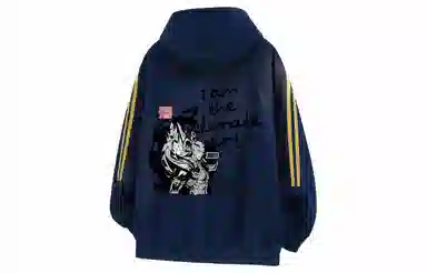 王者荣耀 后羿款美式复古学院风撞色拼接条纹织带字母漫画印花插肩百搭连帽内搭宽松青春休闲保暖套头卫衣 男女同款