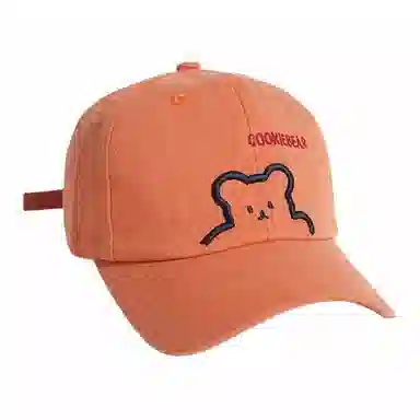 优莲茵 简约创意小熊刺绣字母米色 休闲遮阳 棉 鸭舌帽 男女同款情侣款