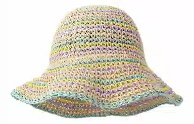 优幽兰 小众设计感田园风撞色草帽韩版百搭夏季海边拍照沙滩度假可折叠防紫外线编织太阳帽甜美 纤维素材料 渔夫帽 女款