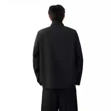 沐诚阳译 新中式翠竹刺绣小众个性宽松立领长袖唐装时尚西装 男女同款 经典黑色
