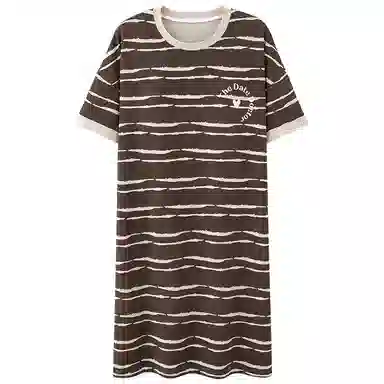 欧诗帛 可爱过膝甜美短袖睡裙 女款 图片色