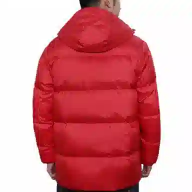 Converse Logo Print Puffer Jacket Red