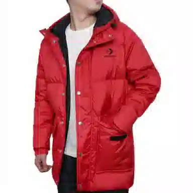 Converse Logo Print Puffer Jacket Red