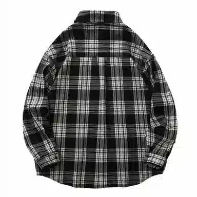 大卫贝肯 美式高街简约基础款复古格子休闲宽松舒适亲肤翻领长袖衬衫 男女同款