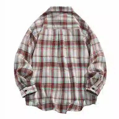 大卫贝肯 美式复古简约基础款休闲宽松百搭大码格子长袖衬衫 男女同款