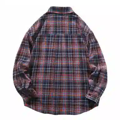 大卫贝肯 美式复古简约基础款休闲宽松百搭大码格子长袖衬衫 男女同款