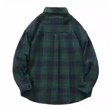 大卫贝肯 美式高街简约基础款复古格子休闲宽松舒适亲肤翻领长袖衬衫 男女同款