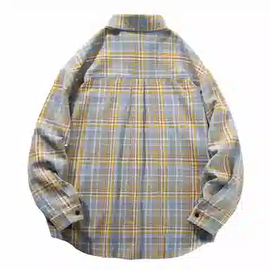 大卫贝肯 美式复古简约基础款休闲宽松百搭大码格子长袖衬衫 男女同款