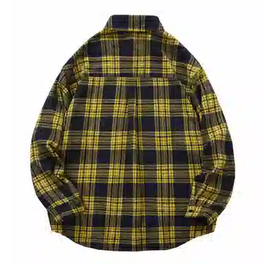 大卫贝肯 美式高街简约基础款复古格子休闲宽松舒适亲肤翻领长袖衬衫 男女同款