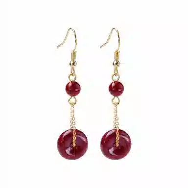 【‘朱’事顺意】 凤凰涅磐 平安扣耳坠 本命年红转运珠 时来运转新中式耳饰#好运 再造辰砂朱砂 耳环 女款