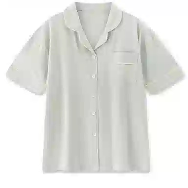夏芬妍 简约休闲舒适时尚纯色纯棉翻领家居服亲肤宽松短袖短裤可外穿睡衣套装 女款