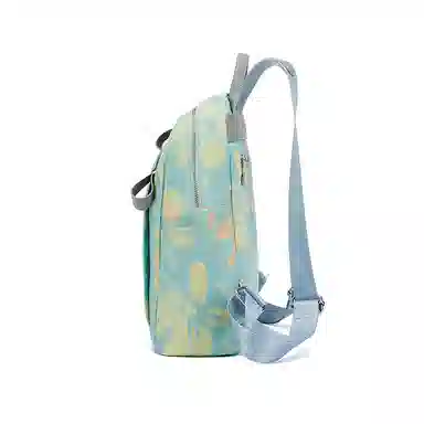 红蜻蜓 大容量运动轻便休闲百搭撞色印花韩版潮流时尚 织物 双肩包 常规 男女同款情侣款 浅蓝色