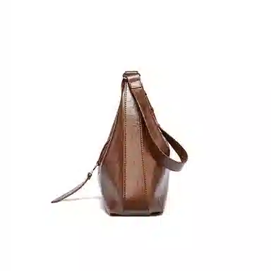 红蜻蜓 时尚通勤百搭休闲复古轻便 牛皮 单肩包 女款 焦糖色/经典黑色