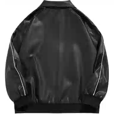 美式潮流高街复古个性拼接设计时尚百搭高级感街头机车风休闲外套皮衣 男女同款