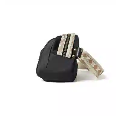 红蜻蜓 时尚简约潮流便携通勤百搭 织物 斜挎包 女款 经典黑色/奶茶色