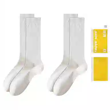 健将 法式小众玻璃丝拼接及膝小腿袜薄款透气设计感时尚百搭高筒袜 女款 礼袋组合装