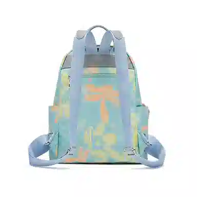 红蜻蜓 大容量运动轻便休闲百搭撞色印花韩版潮流时尚 织物 双肩包 常规 男女同款情侣款 浅蓝色