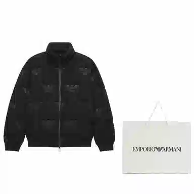 Emporio Armani FW22 Logo Print Puffer Jacket Black