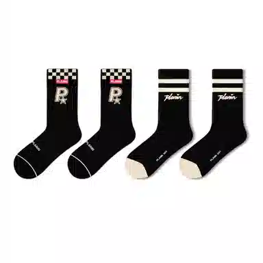 PLAN IN Street Retro Socks Gift Box 5 Pairs Black White