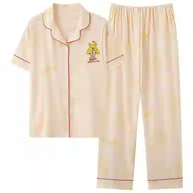 莫代尔 简约韩版舒适亲肤柔软轻盈透气微弹短袖长裤时尚家居产前产后月子服可外穿睡衣套装 女款 橙色