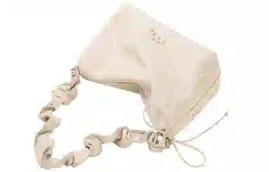 妙迪 早春轻便云朵托特包小众慵懒风抽绳褶皱软皮宽肩带通勤学院风腋下包 牛皮 手提单肩斜挎包 女款 香草奶油白