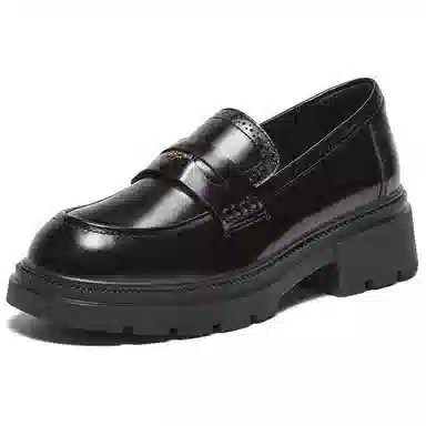 百思图 牛皮革 时尚复古学院风 乐福鞋 女款