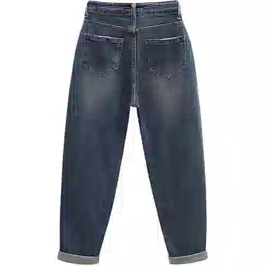 丝柏舍 高腰宽松拉链牛仔裤 女款 深蓝色