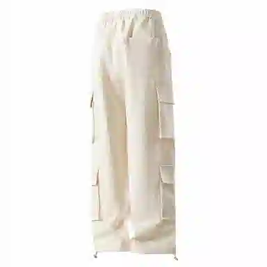 大卫贝肯 美式复古字母刺绣抽绳简约宽松机能风直筒户外通勤多口袋工装裤 男女同款