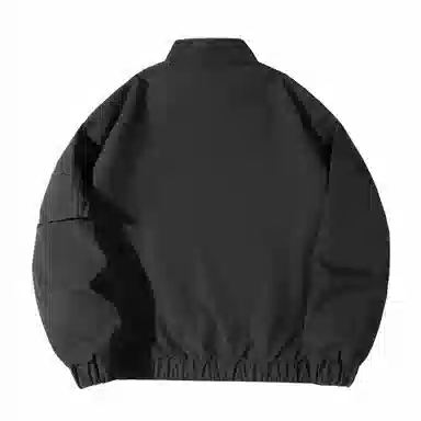 大卫贝肯 美式复古风简约基础款字母印花山系户外防风保暖潮流宽松飞行服纯色百搭工装夹克外套 男女同款 黑色